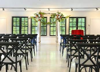 indoor ceremony setup at south haven creations