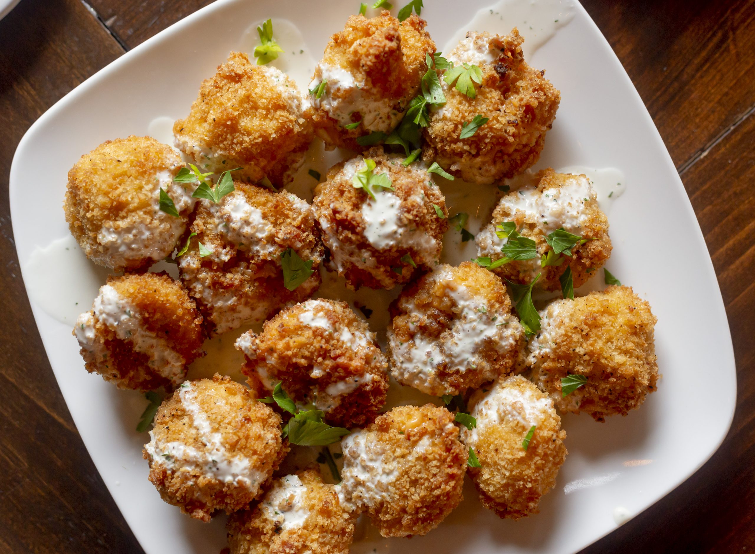 event food mac and cheese balls with ranch