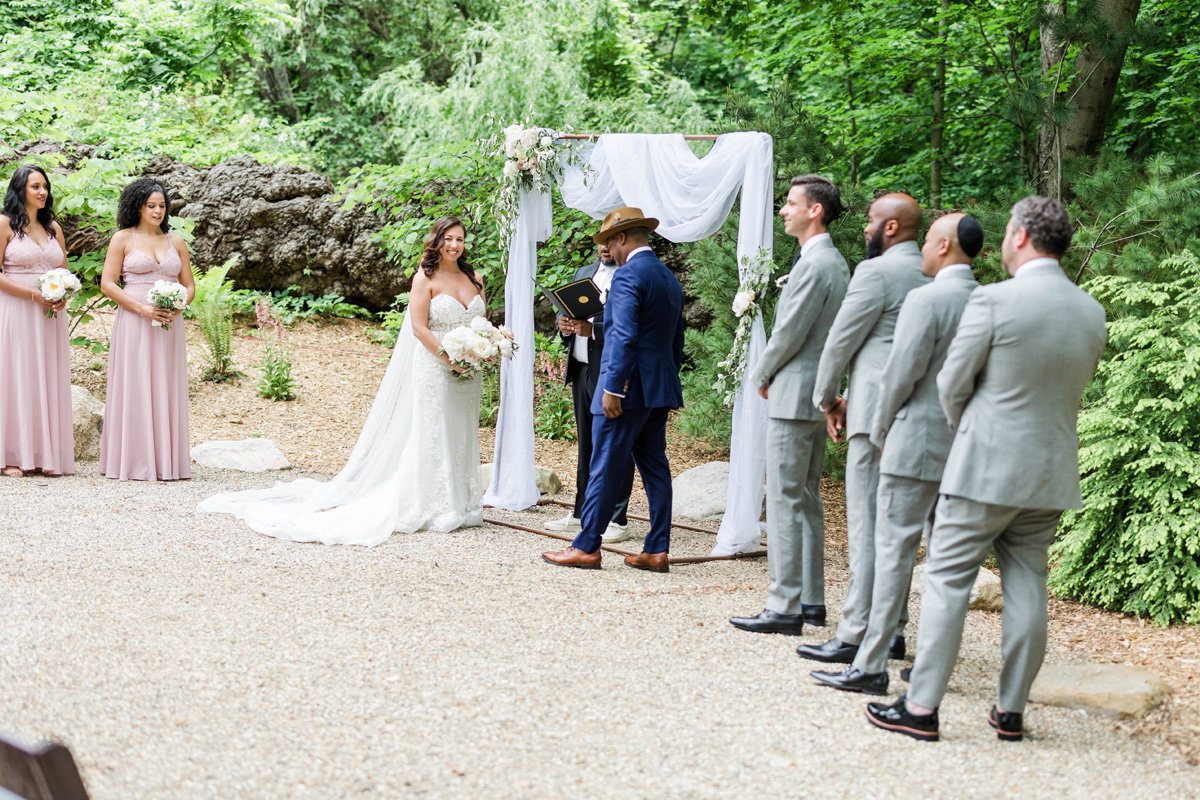 wedding ceremony in woods
