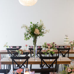 walnut table setting at south haven creations venue