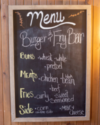Catering menu burger and fry bar menu