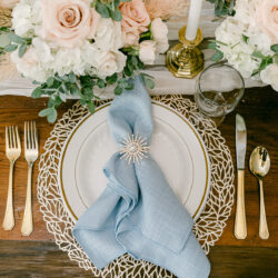blue napkin on plate