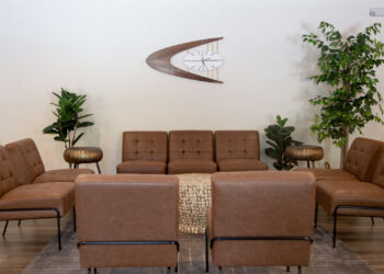 leather seating in lounge area