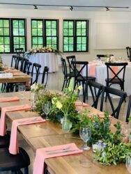 wedding table decor with green garland