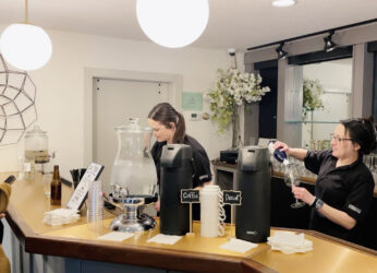 ladies serving at the bar