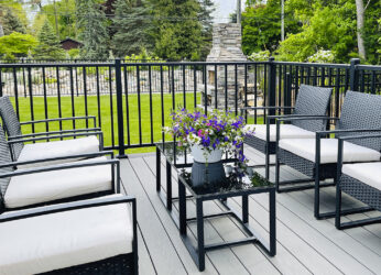 deck facing lawn at south haven creations wedding venue