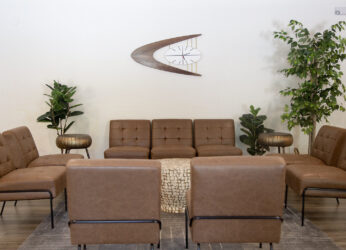 lounge area with leather seating